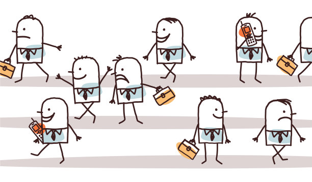 卡通男人们走在街上图片下载