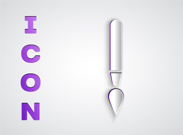 剪纸漆刷图标孤立在灰色图片下载