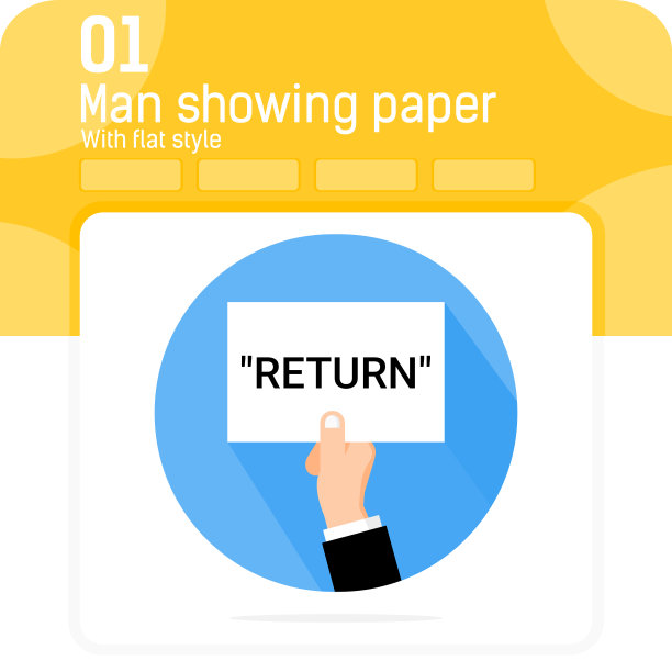 男子显示纸张返回文本溢价插图与平面风格孤立在白色背景。简单的矢量设计插图手商人符号设计模板的业务和所有项目图片下载