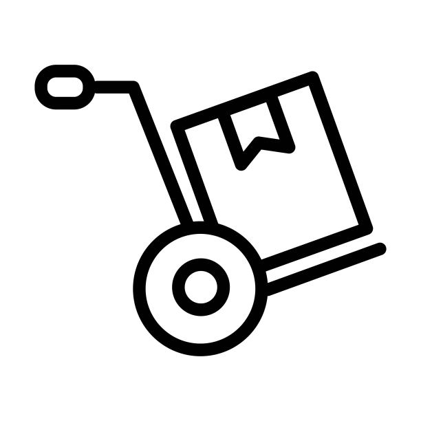 货物手推车：扁平图标设计，运输符号图片下载