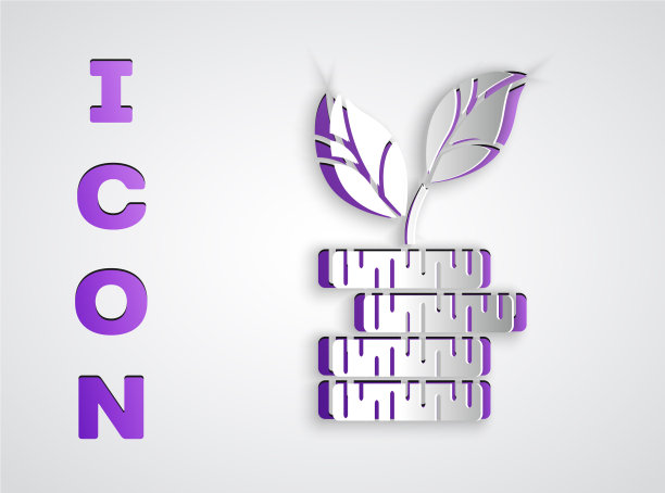 剪纸美元植物图标孤立在灰色图片下载