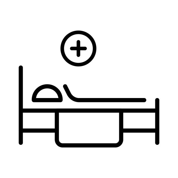 病床上的图标。担架的迹象。病床上的健康说明，急救概念。图片下载