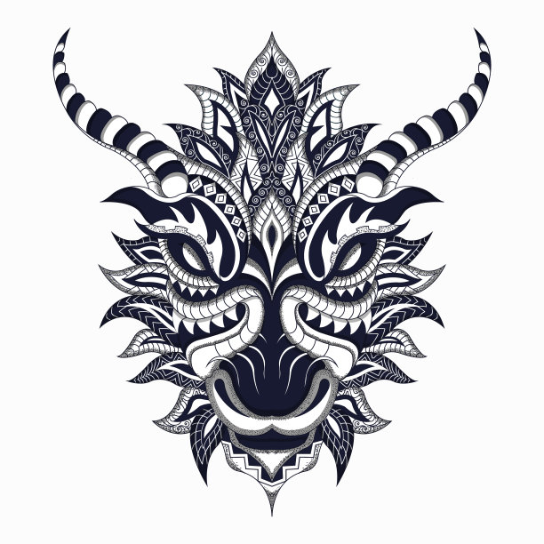 黑白风格的龙在民族vec图片下载