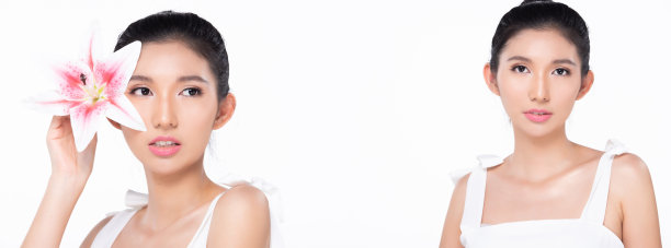 时尚亚洲女人棕褐色皮肤，黑色头发美丽图片下载