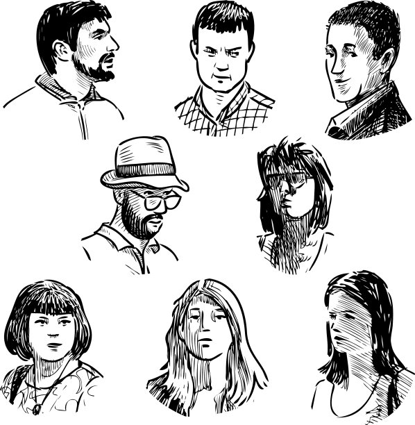 速写面向不同休闲的年轻人图片下载