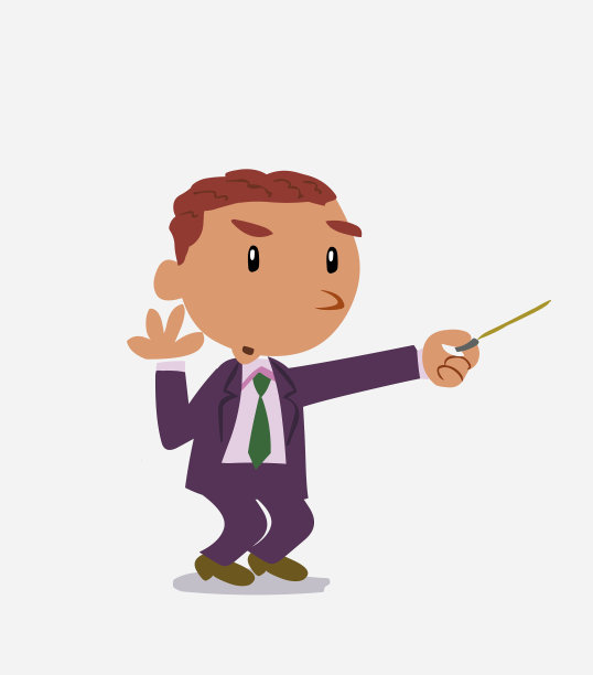 卡通人物的商人疑惑一边用指针指着一边图片下载