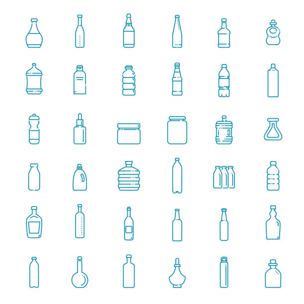 瓶子，包装收集矢量图标图片下载