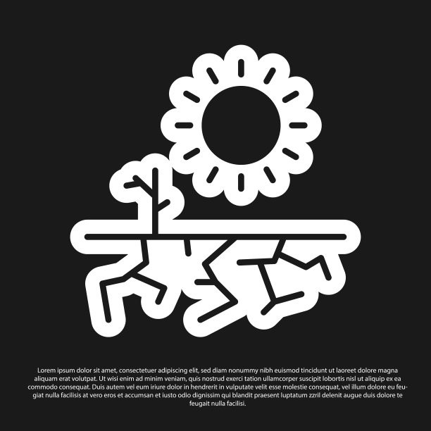 黑色干旱图标孤立在黑色背景图片下载
