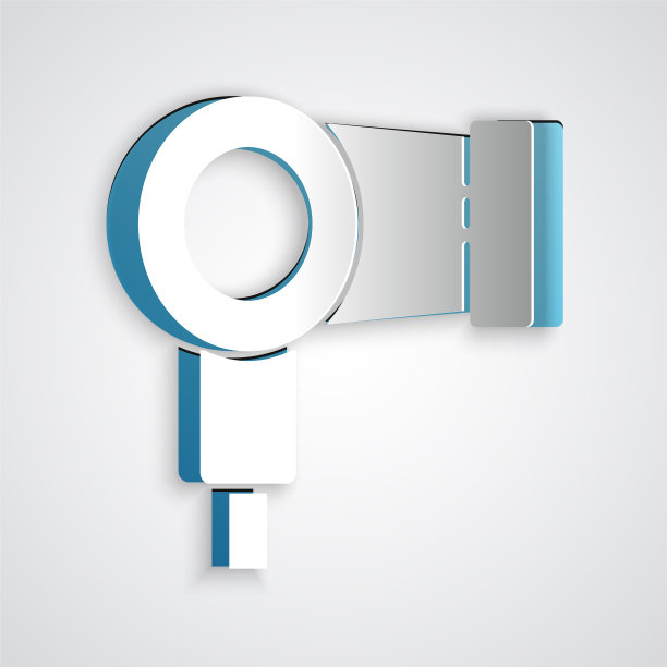 纸剪电吹风图标孤立在灰色图片下载