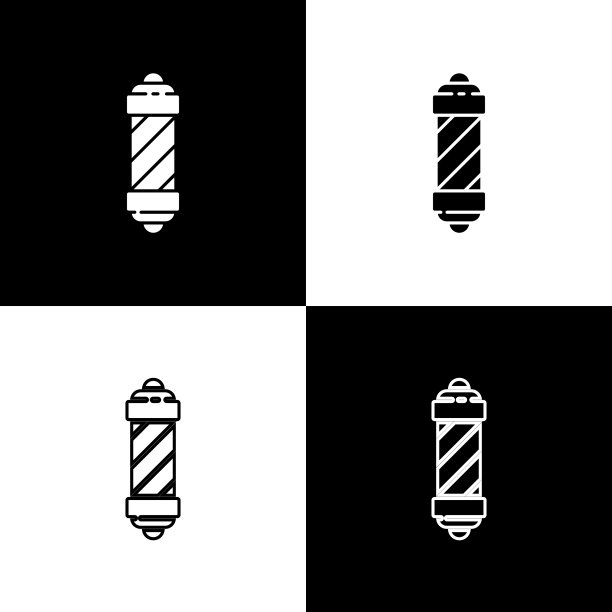 设经典理发店标杆图标孤立上图片下载