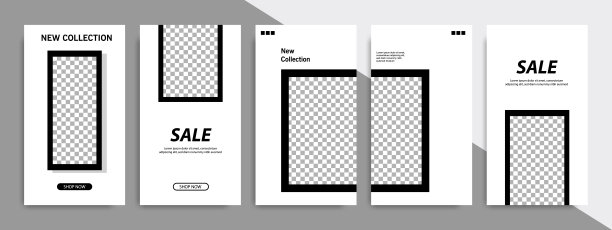 最小的社交媒体故事或故事模板现代时尚的布局横幅在白色黑色的背景颜色图片下载