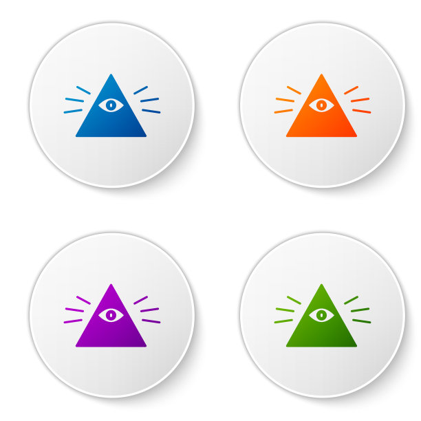 彩色泥瓦匠象征全视之眼神图标图片下载