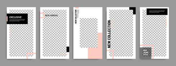 最小的社交媒体故事/故事模板布局横幅在白桃背景色图片下载