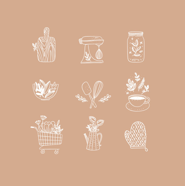 手工制作花卉图标厨房桃子图片下载