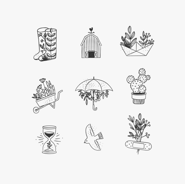 手工花卉图标花园图片下载