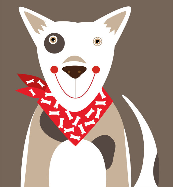 黑色背景上的卡通微笑狗图片下载