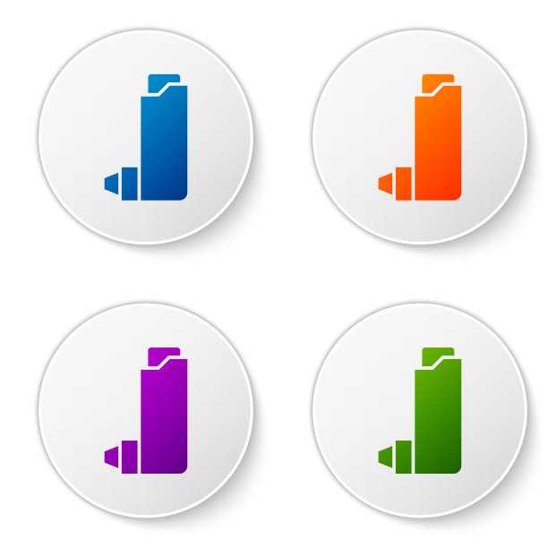 彩色吸入器图标隔离在白色背景图片下载