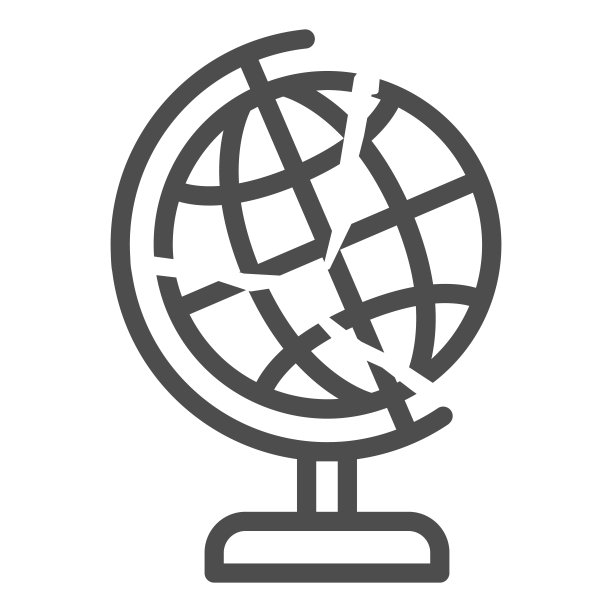 全球经济是爆裂线图标，经济制裁概念，全球与裂缝标志在白色的背景，金融全球危机图标在轮廓风格的移动。矢量图形。图片下载