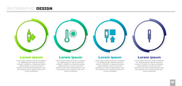 设置数字温度计，气象学和医学。业务信息模板。向量图片下载