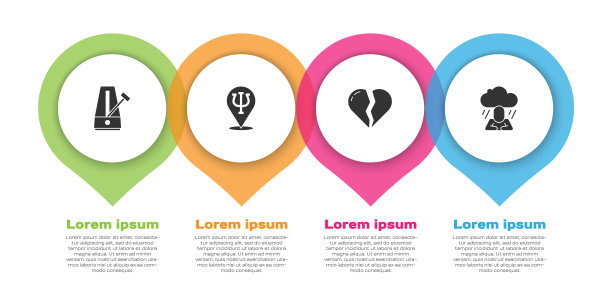 节拍器与钟摆，心理学，Psi，心碎或离婚和抑郁。业务信息模板。向量图片下载