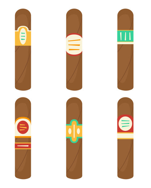 平装雪茄与不同的标签图片下载
