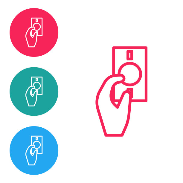 红线手握钱的图标孤立在白色上图片下载