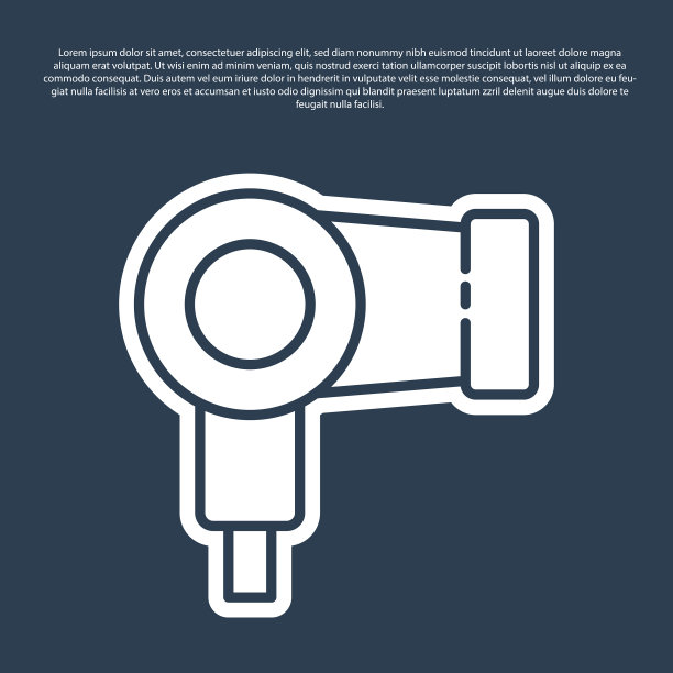 电吹风图标蓝线隔离在蓝色图片下载