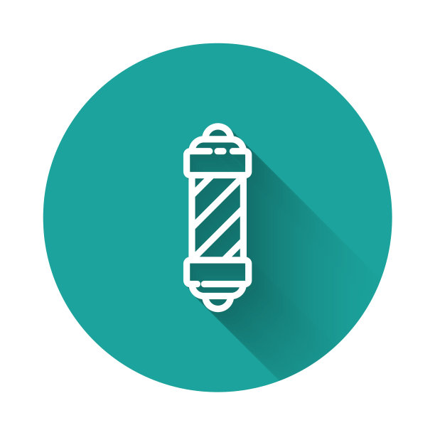 白线经典理发店标杆孤立图标图片下载