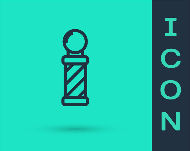 黑线经典理发店标杆孤立图标图片下载