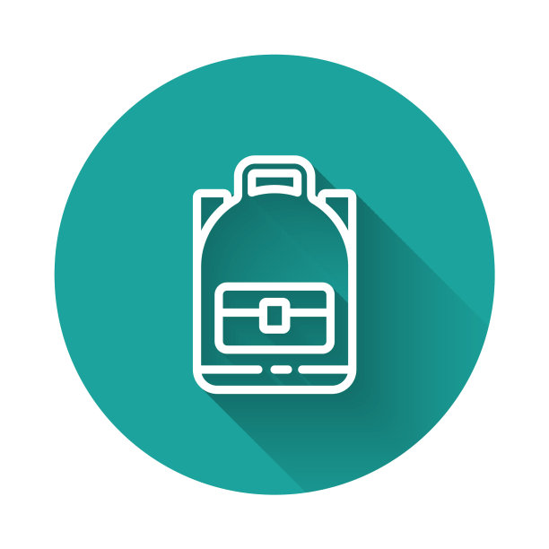 白色线徒步背包图标孤立与长图片下载