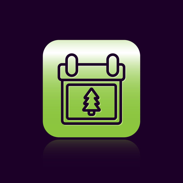 黑线日历与树图标隔离图片下载