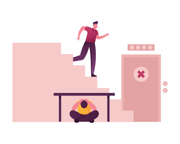 害怕的男性角色跑下楼图片下载