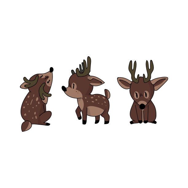 可爱的森林鹿集动物图片下载