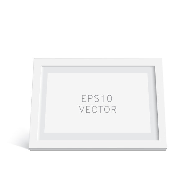 逼真的白色木制相框与柔和图片下载