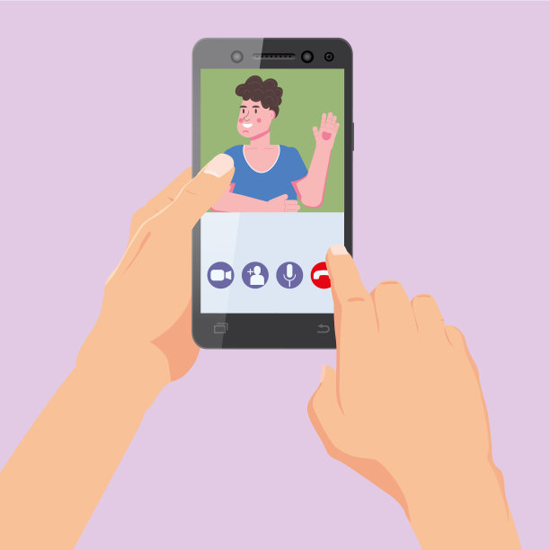 手持智能手机视频会议人图片下载