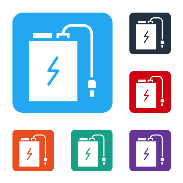 带有不同充电线图标的白色电源组图片下载