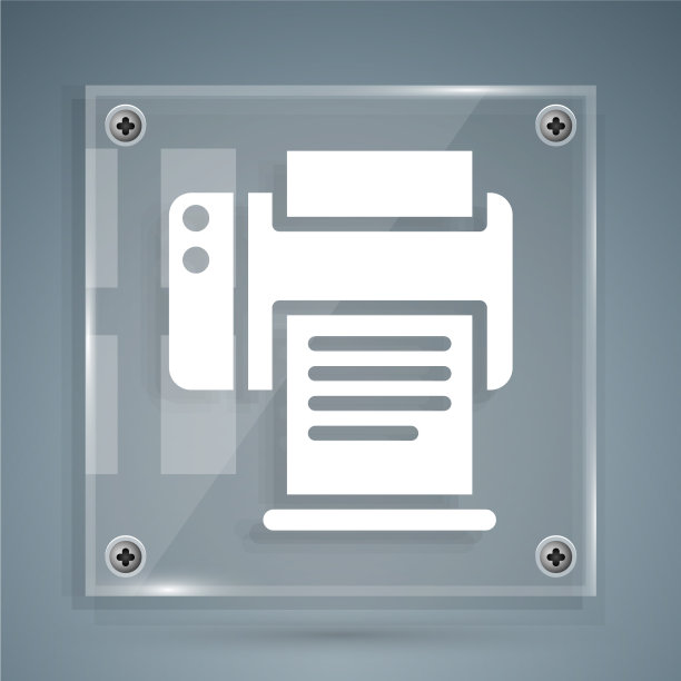 白色打印机图标孤立在灰色背景图片下载