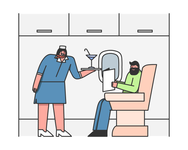 在飞机上为乘客服务的女乘务员图片下载