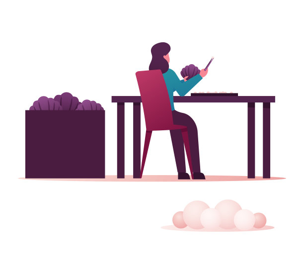 妇女坐在桌边，手里拿着镊子图片下载