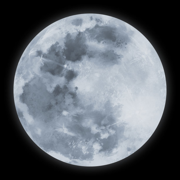 银色满月的插图图片下载