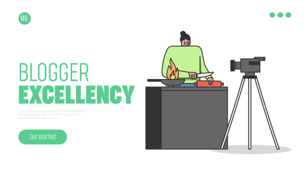 烹饪视频博客登陆页卡通女性图片下载