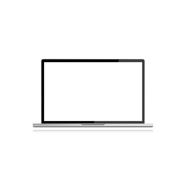 真实的笔记本电脑图标上的白色背景与阴影。灰色笔记本电脑工作和播放矢量EPS10图片下载