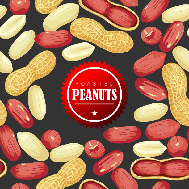 花生种子完整和有壳，花生荚无缝模式。图片下载