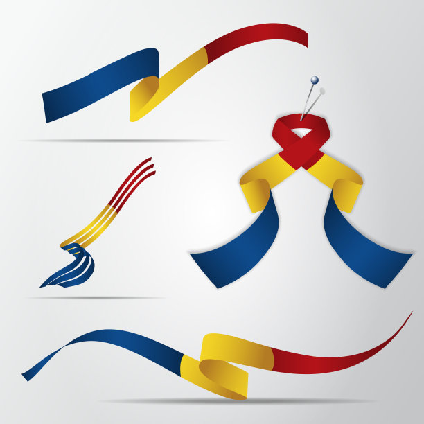 8月11日，乍得国旗。一套现实的波浪缎带在颜色的乍得国旗。独立日。国家的象征。矢量插图。EPS10。图片下载