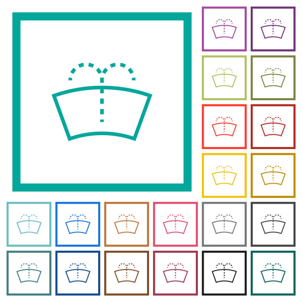 带象限框架的挡风玻璃垫圈平面颜色图标图片下载