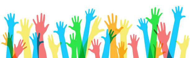 许多多颜色的手在一个白色的背景-向量图片下载