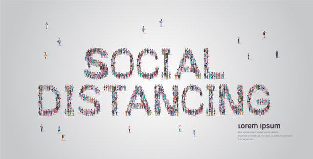 人们聚集在一起形成社交距离字母图片下载