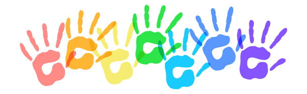 在白色背景上彩虹色的人类刷子的印记-向量图片下载