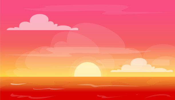 日落在海滩红色的天空图片下载