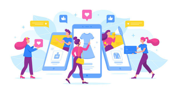 卡通人物使用手机进行商业活动图片下载